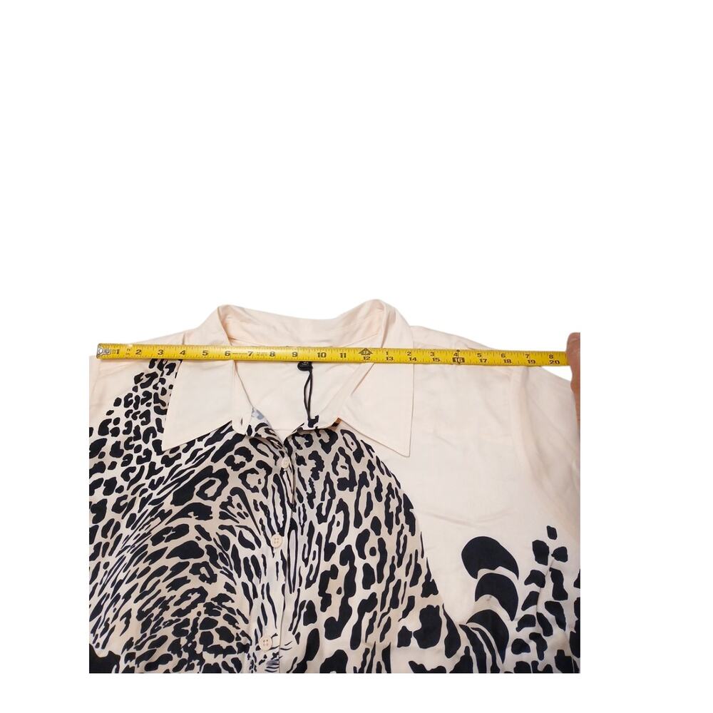 DG2 SILK Cheetah Animal Print Blouse Shirt Sz 3XL Creme Ivory Long Sleeve Luxury - Picture 7 of 12